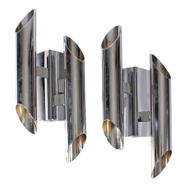 Gianni Celada Fontana Arte Chrome Sconces For Sale