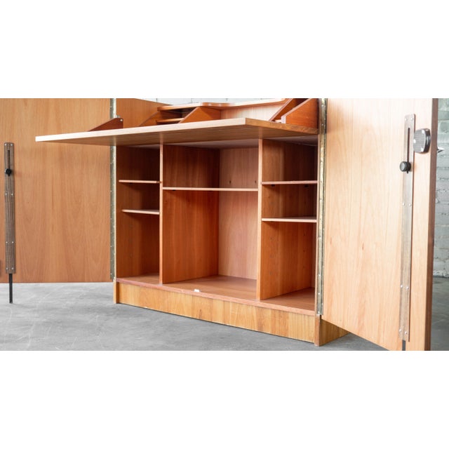 1970s 1970s Mid-Century Danish Modern Teak Hideaway Desk & Cabinet For Sale - Image 5 of 15