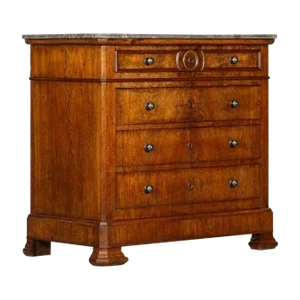 19th Century French Walnut Marble Commode, 1860s
