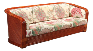 Rattan and Red Lacquered Bamboo Sofa, 1980s