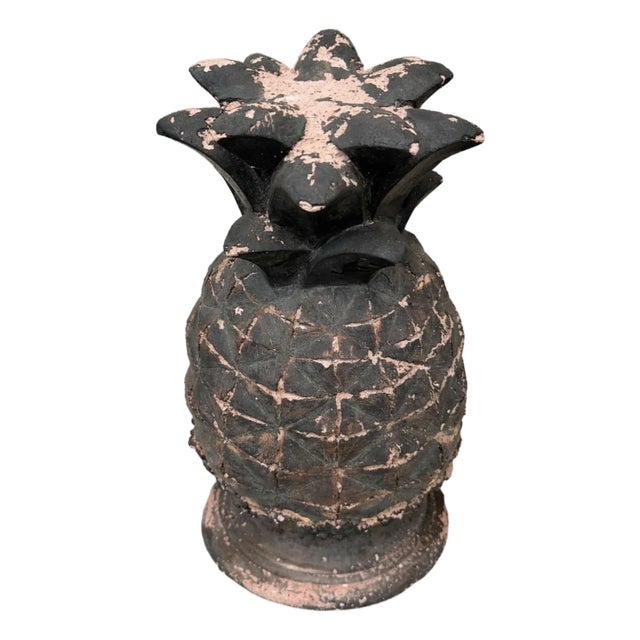 Vintage Weathered Pineapple Garden Statue Circa 1980s For Sale