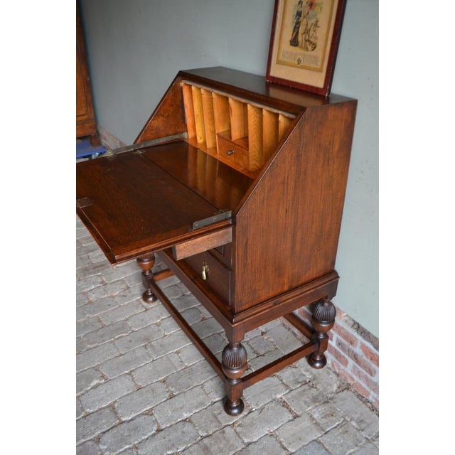 Wood Antique Oak Ladies Secretaire For Sale - Image 7 of 13