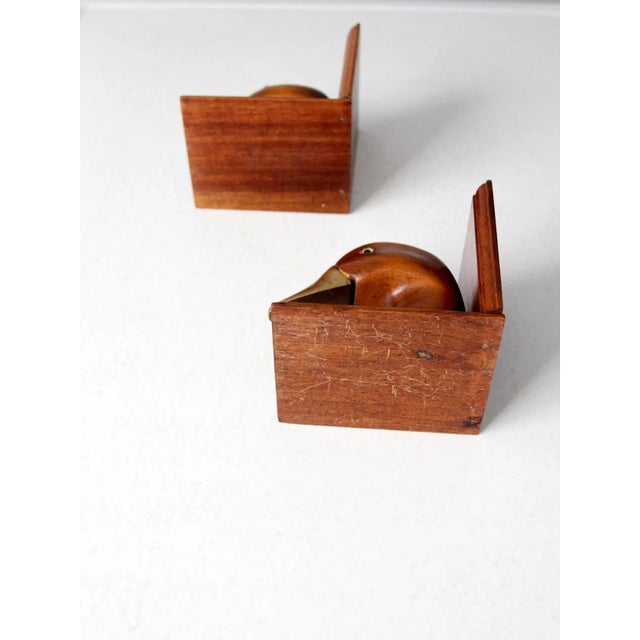 Vintage Wood and Brass Duck Bookends - a Pair For Sale - Image 9 of 11