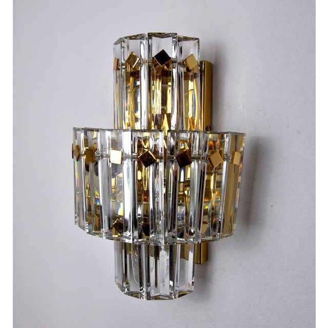 Kinkeldey Wall Lamp with Cut Crystals from Kinkeldey, Germany, 1970s For Sale - Image 4 of 8