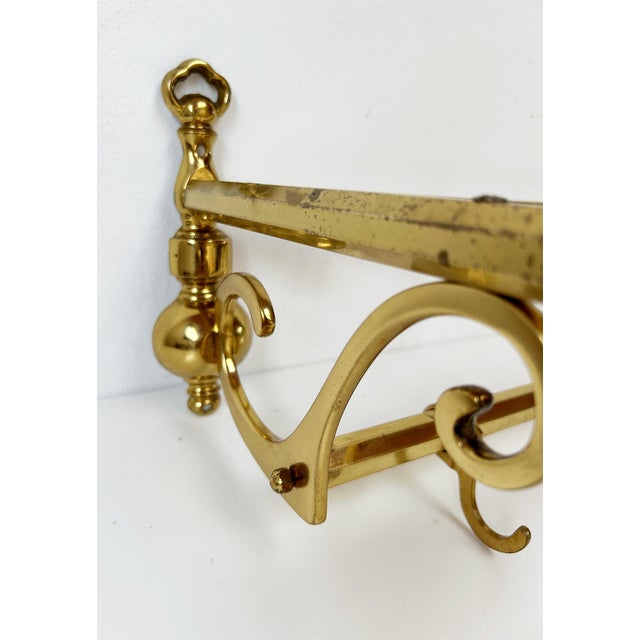 Metal German Wall-Mounted Coat Rack in Gilt Brass, 1950s For Sale - Image 7 of 8