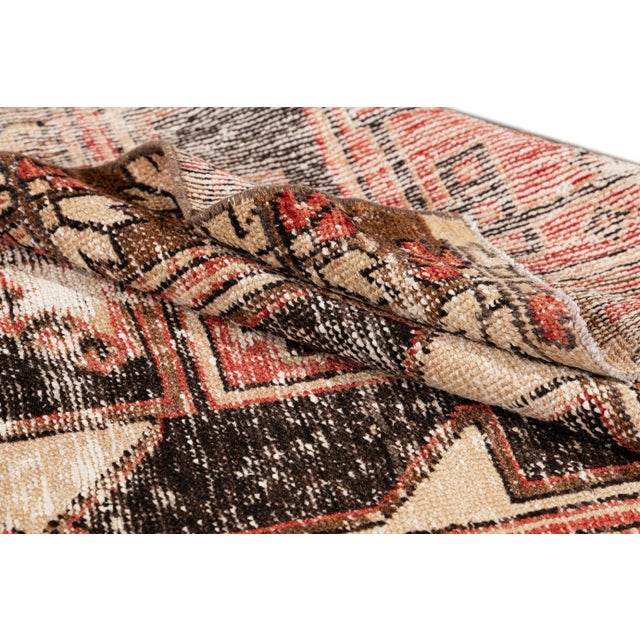 1930s Vintage Anatolian Handmade Brick Red Tribal Wool Runner For Sale - Image 5 of 10