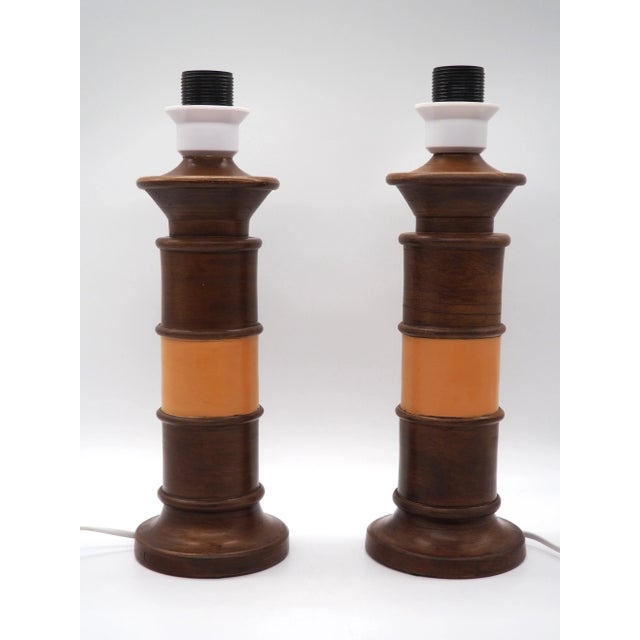 1970s Handmade Ceramic Table Lamps by Aldo Londi for Bitossi, Italy, 1970s, Set of 2 For Sale - Image 5 of 16