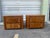 Pair of 70's Watterfall Rattan Nightstands Manner of Gabriella Crespi - A Pair with original finsh which has mellowed to a...