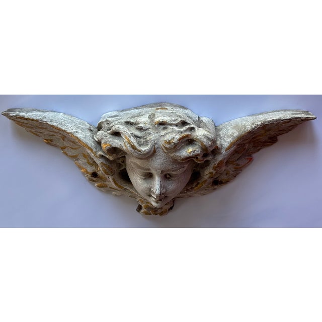 Angel Head Hand Carved Wall Plaque For Sale - Image 9 of 12