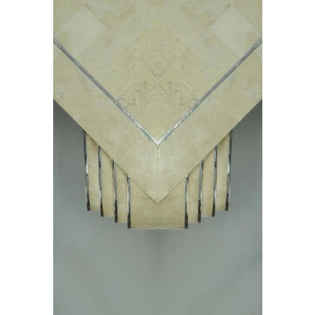 Art Deco Tavola by Oggetti Art Deco Form Tessellated Stone Chrome 48" Square Coffee Table For Sale - Image 3 of 10