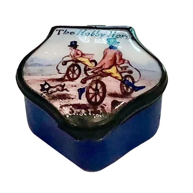 19th Century English Battersea Box Depicting Gentlemen on Hobbyhorses For Sale - Image 4 of 6