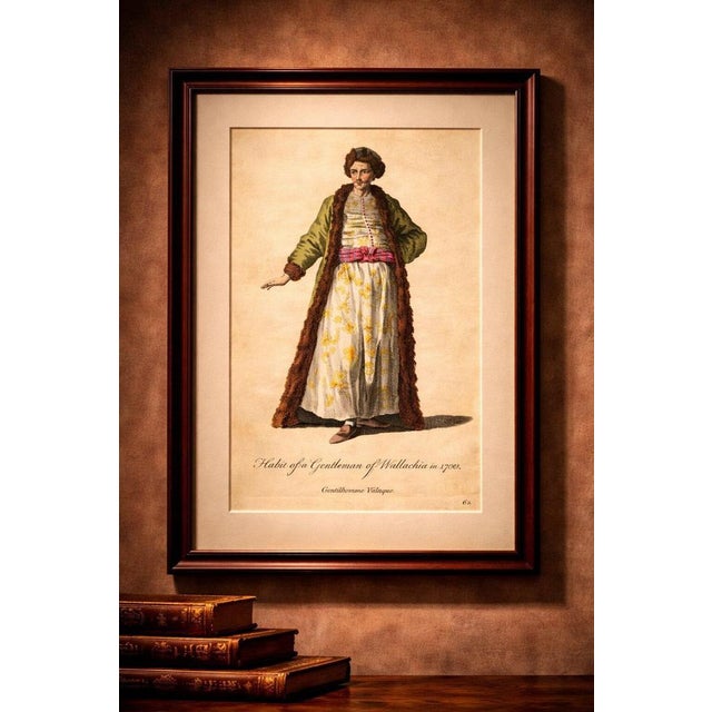 Antique Costume Print of a Gentleman of Wallachia, Engraving Jefferys, 1749 : A finely hand-colored 18th-century costume...
