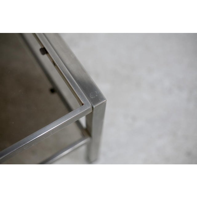 Steel Coffee Table with Double Smoked Glass Tops, France, 1970s, in Very Good conditions. Designed 1970 to 1979