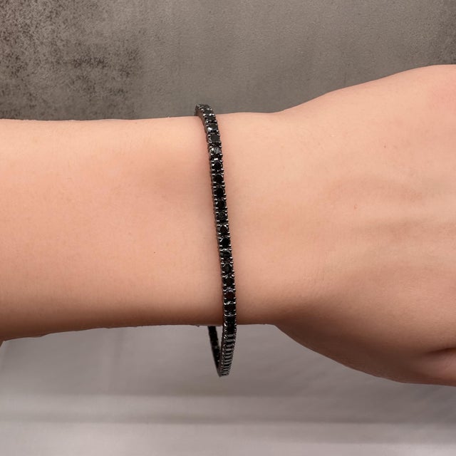 Black Diamond Tennis Bracelet in 14kt White Gold – 4.84ctw, 8in, New For Sale - Image 4 of 4