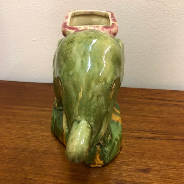 Vintage 1970s Glazed Ceramic Elephant Vase Chairish