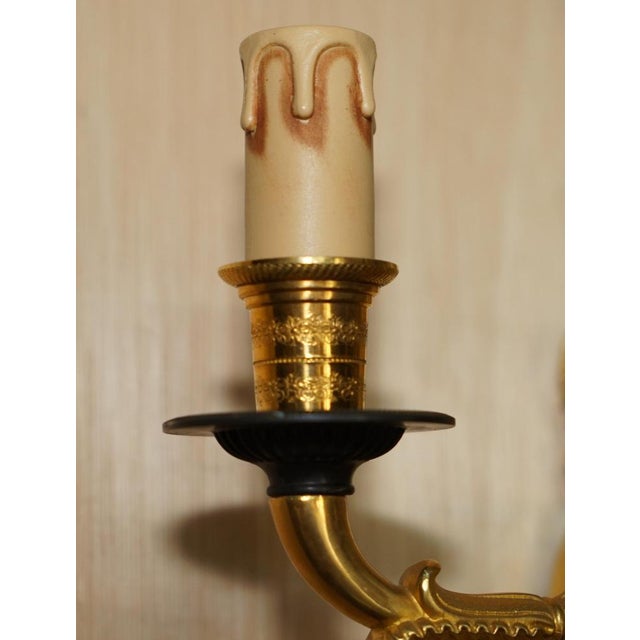 Italian 24ct Gold Plated Four Candle Sconces in Bronze, Set of 2 For Sale - Image 11 of 16