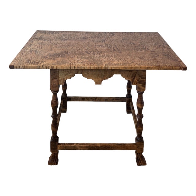D. R. Dimes Tiger Maple Tavern Side Table For Sale