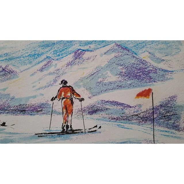 Georges Yoldjoglou, Ski Departure, Original Color Lithograph For Sale - Image 4 of 7