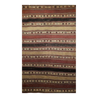 Antique Shahsavan Tribal Kilim, Handwoven Wool, Southwestern Pattern, Earth Tones, 5x7 For Sale