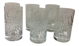 1990s Rogaska Crystal Stacatto Highball Tumblers- Set of 6