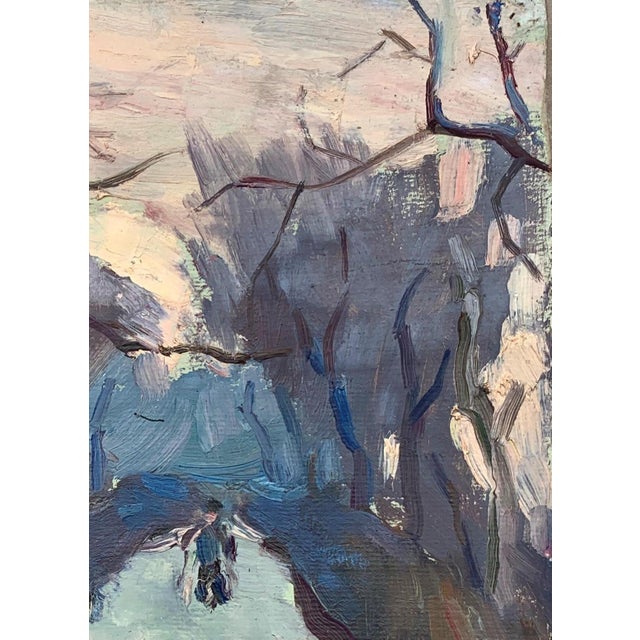 Realism Impressionism Winter Landscape Painting, Antique Art, 1970s 32-23 For Sale - Image 3 of 6