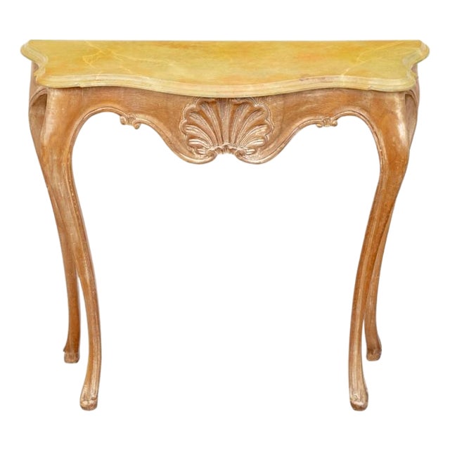 Decorative Crafts Inc. Louis XV Style Faux Marble Top Console For Sale