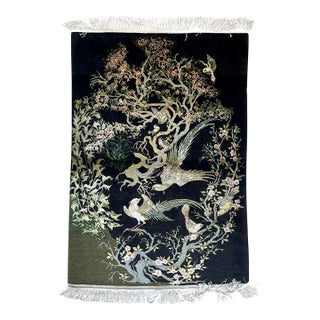 Fine Vintage 1970s Persian Tabriz Silk Rug 3.1' X 4.3' (94cm X 131cm) For Sale