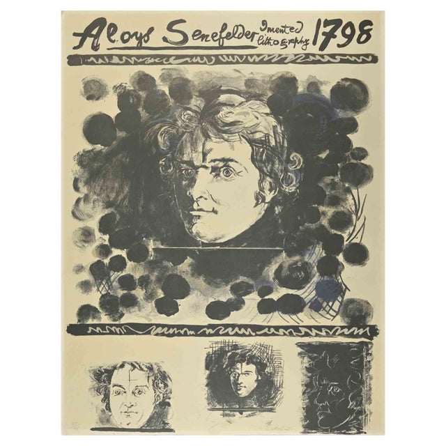 Graham Sutherland, Portrait of Aloys Senefelder, Lithograph, 1971 For Sale