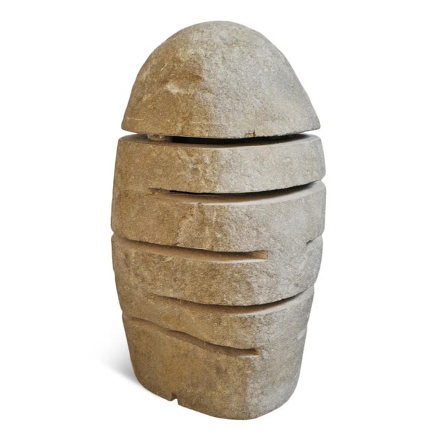 Vintage solid stone river rock with laser cut designs throughout. Top is removable for candle or set up for wiring with...