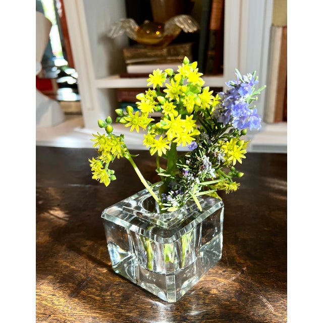 Art Deco Crystal Faceted Block Paperweight Vase Desk Accessory For Sale - Image 9 of 9