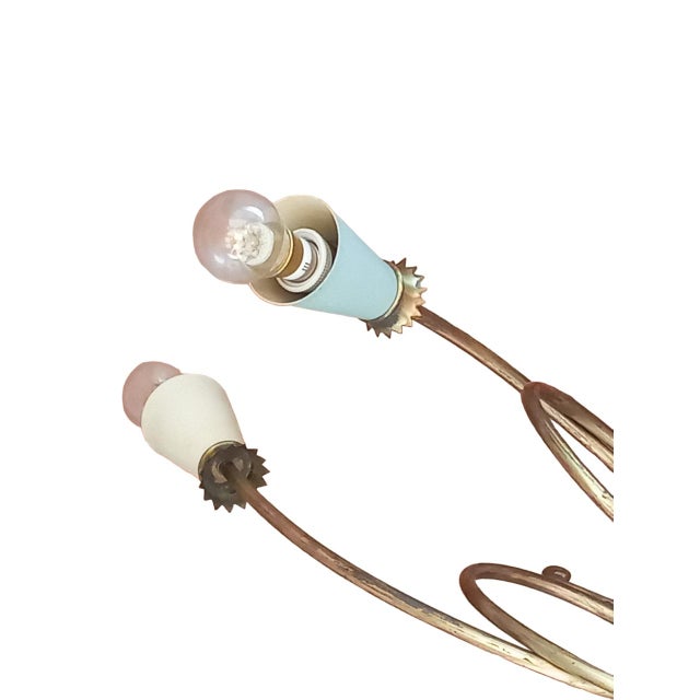 Brass 16-Light Chandelier with Colored Metal Lamp Holder, 1950s For Sale - Image 10 of 18