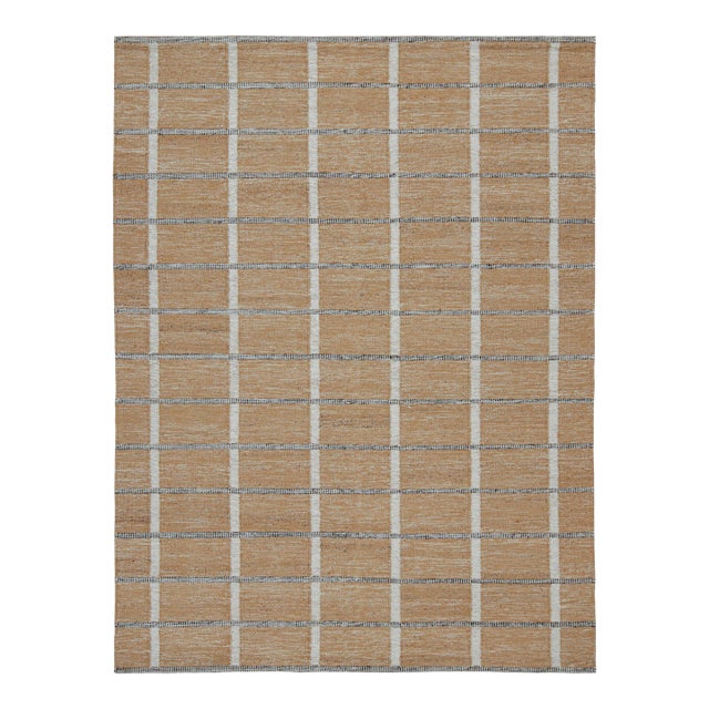 Rug & Kilim’s Scandinavian Outdoor Rug in Brown, White & Black Pattern - 9'x12' For Sale