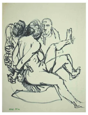 Leo Guida, Figures, Pen Drawing, 1970s