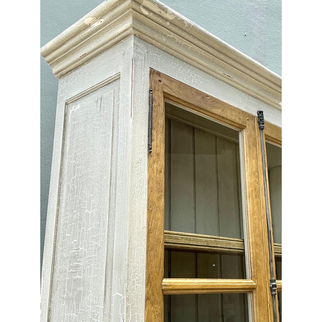 Vintage Distressed Wood and Glass Tall Cabinet For Sale - Image 10 of 14