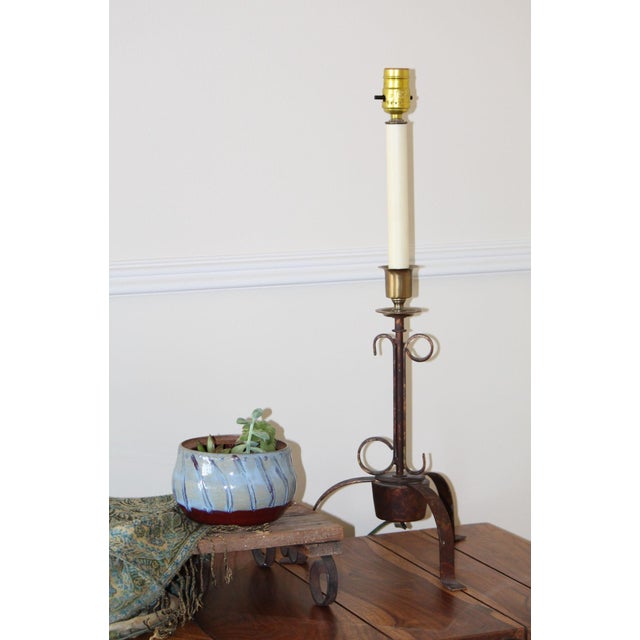 1960s Vintage Jg Rempp Hand-Forged Wrought Iron Lamp Signed For Sale - Image 5 of 8