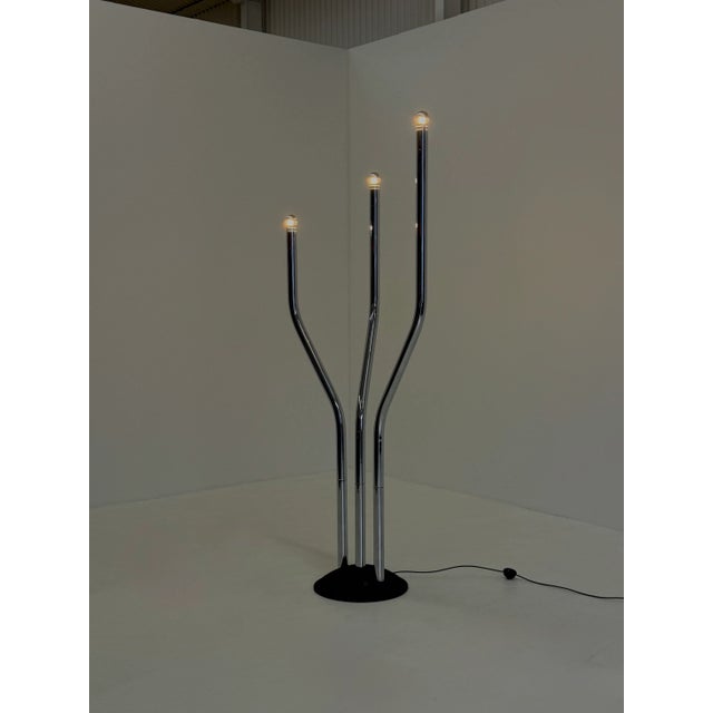 Tubular Chrome Frame Floor Lamp attributed to Goffredo Reggiani, 1970s For Sale - Image 12 of 12