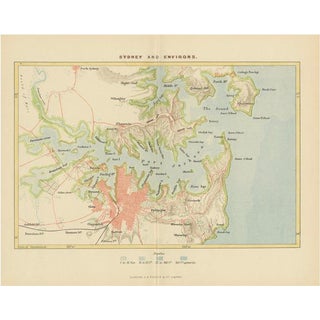 Antique Map of Sydney and Port Jackson, 1889 For Sale