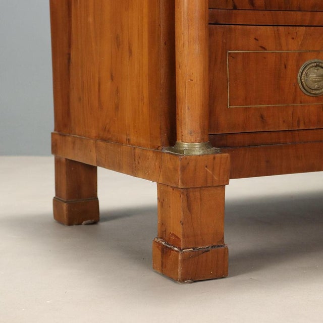 Brown Empire Walnut Chest of Drawers with Brass Inlays For Sale - Image 8 of 12