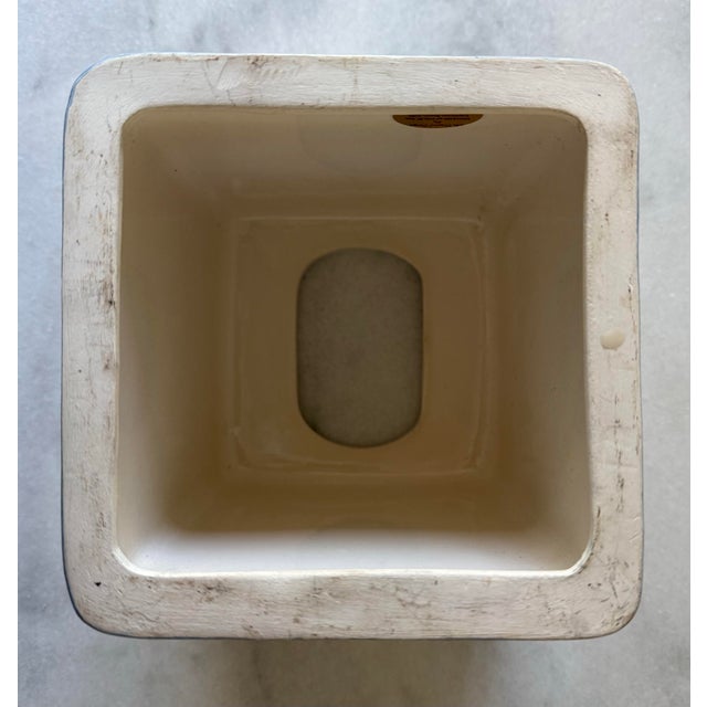 Ceramic Vintage Ivory and Blue Ceramic Tissue Box Cover For Sale - Image 7 of 8