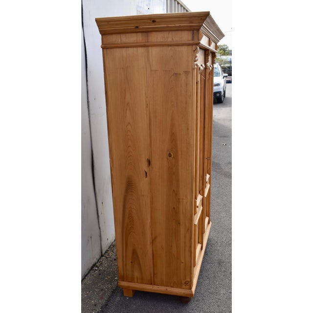 Brown Pine Two Door Armoire With Removable Cartouche For Sale - Image 8 of 12