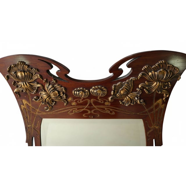 Art Nouveau Nancy School Carved Gilded Mirror with Chrysanthemum Decoration, France, 1900s For Sale - Image 11 of 18