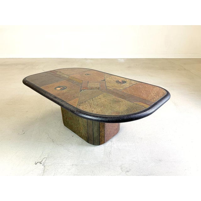 Brown Vintage Brutalist Brass Coffee Table by Paul Kingma for Fedamof For Sale - Image 8 of 13