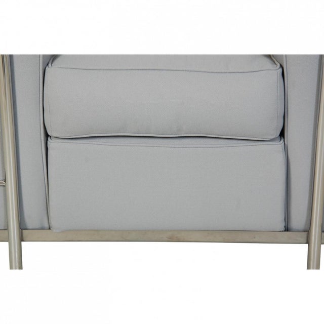Textile LC2 Chair in Grey-Blue Fabric by Le Corbusier, 2010s For Sale - Image 7 of 15