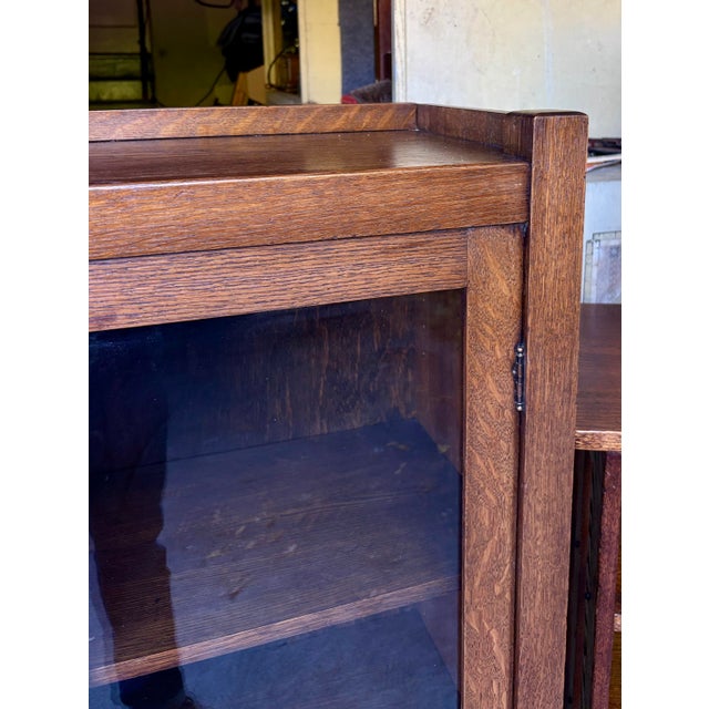 Antique Mission Oak 3 Door Cabinet or Bookcase For Sale In San Francisco - Image 6 of 10