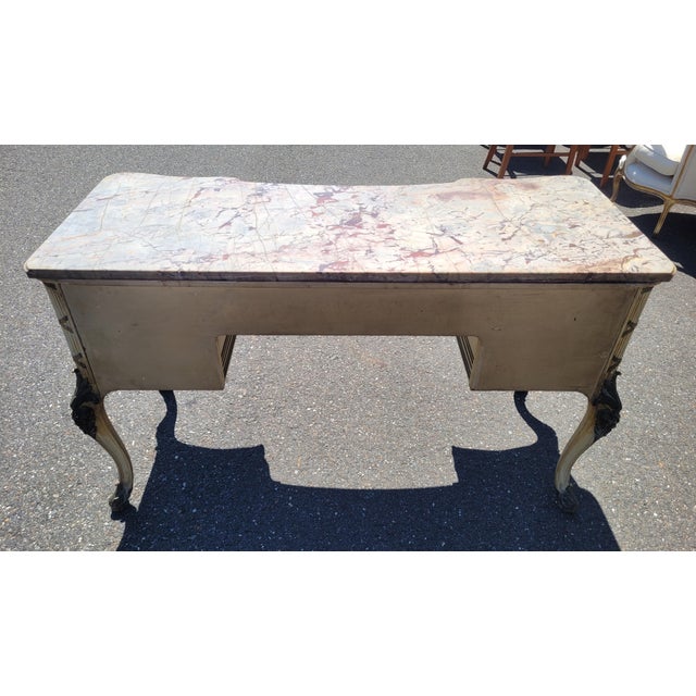 Wood Circa 1920 French Marble Top Vanity or Desk For Sale - Image 7 of 11