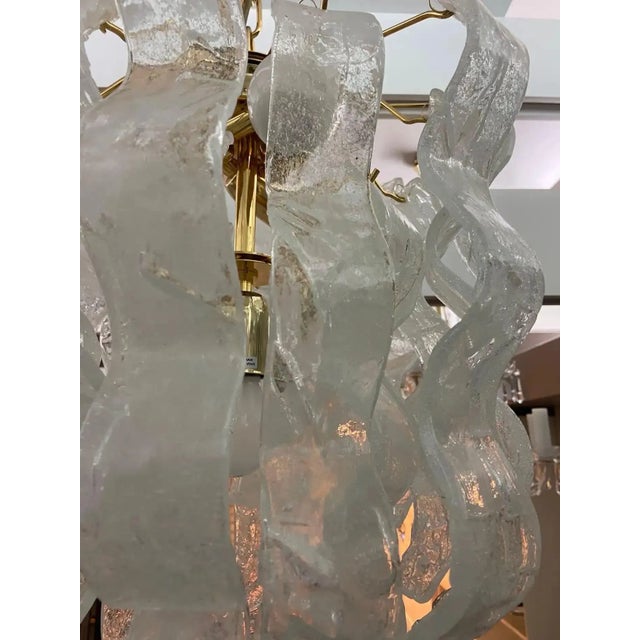White 1970s Mid-Century Modern White Murano Glass Cascade Chandelier by Mazzega For Sale - Image 8 of 8