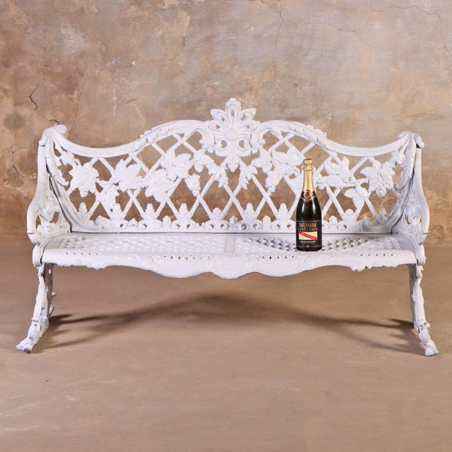 1950s Victorian Revival Cast Aluminum Sleigh-Form Garden Bench, C. 1950. For Sale - Image 5 of 7