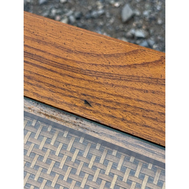 Mid Century Modern Waterfall Edge Cane and Glass Top Coffee Table For Sale - Image 10 of 11