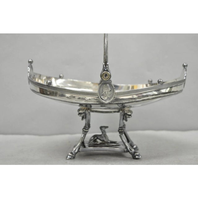 Antique Reed & Barton English Regency Figural Bread Basket With Whippet Dog Base For Sale - Image 9 of 18