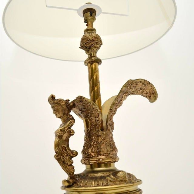Vintage French Gilt Metal and Marble Table Lamps, 1930s, Set of 2 For Sale - Image 4 of 11